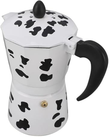 Omabeta Café à Motif de Vache à Lait, Aluminium Stoveetop Maker Pot Portable Compact pour le Camping Home Cafe (6 tasses 300 ml)
