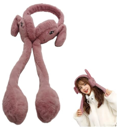 Tokaneit Orejeras Dibujos Animados Conejo Niñas Rosa, Mujeres Lindas Orejeras Invierno, Calentadores Orejas Felpa, Suaves y Cálidas, para Esquí, Correr, Actividades Aire Libre