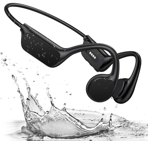 Bone Conduction Swimming Headphones, IPX8 Waterproof Wireless Sports Open Ear Headphones with Bluetooth 5.4 & 32GB MP3 Player Memory Underwater Earphones for Swimming, Running, Cycling, Surfing