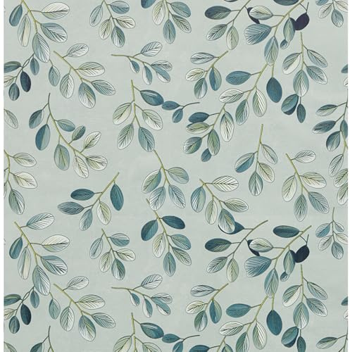 FENTIS Vert Clair Papier Peint Autocollant Fleurs Peel and Stick Wallpaper Motif Feuilles Revêtement Vinyle Papier Adhésif Rouleaux pour Chambre à Coucher Armoire Salle de Bain Décoration 44,5x500cm