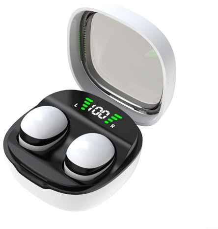 HEIBTENY Écouteurs sans fil 5.3 compatibles Bluetooth Mini13 avec contrôle tactile AI, son surround HiFi, suppression du bruit CVC et 48 heures de lecture (blanc)