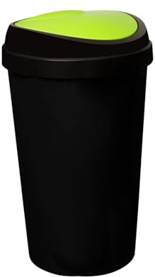 SPECTRAPLAST® 50L Top Touch Kitchen Bin Large Indoor Rubbish Bin with Coloured Lids (Black, Blue, Red, Silver, Green, Yellow) – Hands-Free Waste Disposal for Kitchen, Home, Office & Recycling (GREEN)