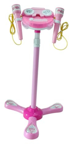 Parliky Micrófono Juguete Doble Rosa con Luces y Música para Niñas Microfono Infantil Portátil para Karaoke y Creativos sin Batería