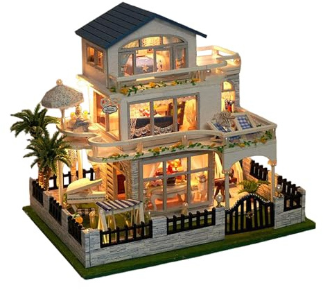Kit de Construction de Maison Miniature Fait à la Main, en Bois 3D, avec éclairage LED, kit de Bricolage et décoration de Chambre Fait à la Main pour, Adolescents, Adultes