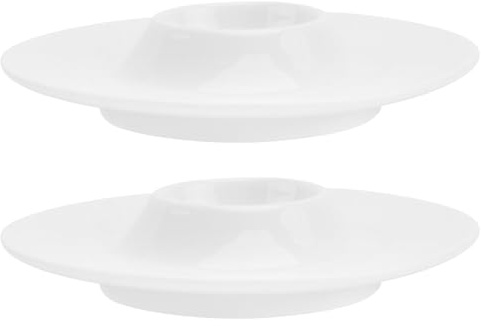 CHICAMPERA Ceramic Egg Holders 2Pcs White Egg Cups Kitchen Tableware and Breakfast Use