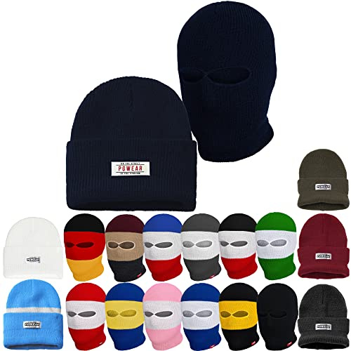 PGWEAR Sturmhaube und Mütze Troublemaker 2 in 1 Schwarz Weiß Rot Blau Gelb Grün Rosa Grau Olive Camo I Balaclava Maske Beanie I Ultras Ski Hooligans