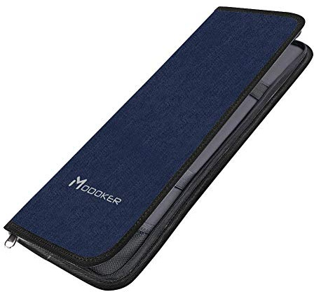 Modoker Mens Gift Tie Case for Travel Necktie Carrier Organizer Bag Storage Cufflinks and Suit Accessories,Blue