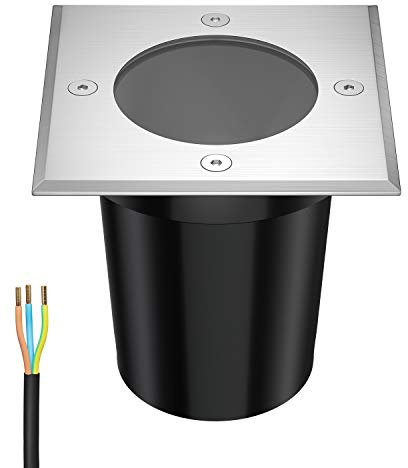 ledscom.de Apparecchio da incasso a terra RELI per esterni, IP67, acciaio inox, angolare, 11 x 11 cm, 1x GU10 max 15W