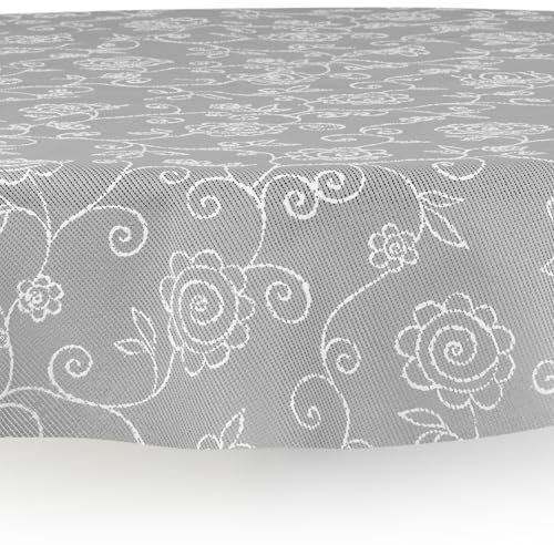 Miami Gartentischdecke Tischdecke Meterware Outdoortischdecke Campingtischdecke Mediterran Grau Oval 130 x 200 cm Outdoor Camping
