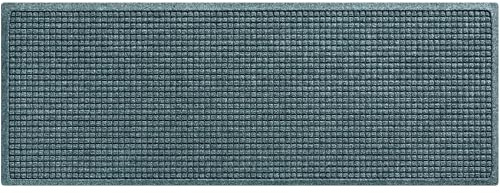 WaterHog Squares Front Door Mat Indoor Outdoor Entrance, Absorbent All-Weather Doormat with Non-Slip Rubber Backing, Dirt & Moisture Trapper, Low Profile, Easy Clean, Made in USA, 22x60 Bluestone