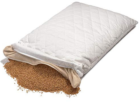 Cojín de mijo orgánico 40 x 60 cm, acolchado blanco + relleno orgánico + con relleno orgánico