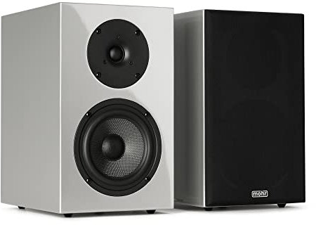 mohr 1 Paar Kompaktlautsprecher Shine 3 Silber HiFi Regallautsprecher in Klavierlack Optik Hochglanz