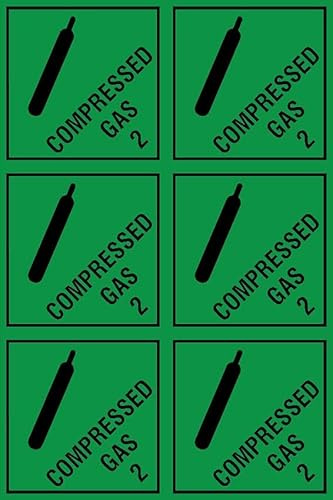 Compressed gas cylinder safety sign - Self adhesive sticker Pack of 6 stickers 100mm x 100mm