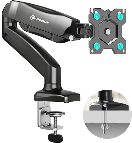 ONKRON Monitor Halterung für 13-32 Zoll Bildschirm bis zu 8 kg, Bildschirmhalterung mit Gasdruckfeder, drehbare Monitorhalterung VESA 75x75-100x100, Monitor Arm schwenkbar, neigbar Schwarz G80-B
