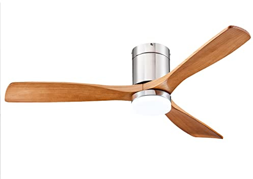 KEVO Ventilateurs Plafond avec Lampe et Télécommande, Ventilateur Plafond avec Lumiere Bois, Ventilateur avec Lampe LED Dimmable Silencieux Avec 6 vitesse, [Classe énergétique F]