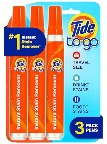 Tide To Go Stain Remover Pens - Instant Spot Cleaner, Portable & Travel-Friendly, Works on Food & Drink Stains, 3 Count