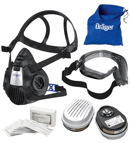 Dräger X-plore 3500 Kit de protection respiratoire contre les feux de forêt : Demi-masque + filtre ABEK1Hg-P3, Protection contre la fumée et les cendres en cas d'incendie de forêt, Taille S