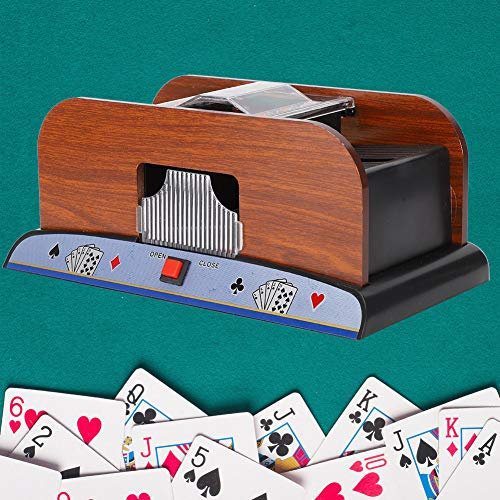 Mélangeur Automatique de Cartes, Batteur électrique Professionnel à Piles for Casino en Bois Portable, for Les Personnes âgées Easy Shuffle, for Poker/Cartes à Jouer, Manuel, Pont