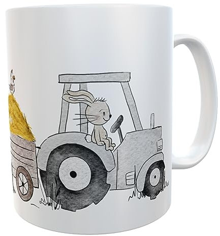 Kilala Kunststofftasse Traktor leichte Kindertasse Schlepper Geschenk Geburtstag Junge Mädchen Bauernhof (Hase Spruch so wild)
