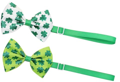 FOMIYES 2stücke Adjustable Pet Bow Ties Für Hunde Und Katzen Patrick's Day Dekoration Grünes Und Weißes Design Für Feiertagsfeiern Und Kostüme