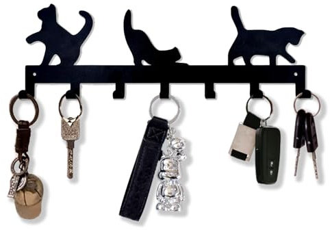 Sanshaoye Key Holder for Wall Decorative, Metal Key Holder, Key Organizer for Wall Mount, Hanging Key Rack with 7 Hooks, Key Hooks for Hallway Entryway Office Kitchen Farmhouse