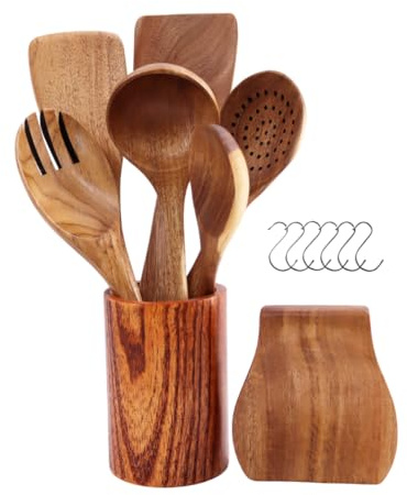 Lacers PurpleLine 14-teiliges Kochlöffel-Set aus Akazienholz | Kochbesteck | Kochutensilien | Pfannenwender Holzlöffel Nudelschöpfer – nachhaltige Küchenhelfer, ergonomisch, robust, hitzebeständig