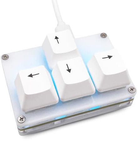 BTXETUEL Mini 4-Key Keypad WASD Arrow Key Keycaps Keyboard One-Handed Mechanical Gaming Keypad Programmable USB-C Customized Keyboard for Working or Gaming (White, Arrow Keycaps 2)