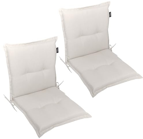 LILENO HOME Gartenstuhl Auflagen als [2er Set - Niedriglehner] in Natur Y | bequeme Liegen als Sitzauflagen für Gartenmöbel - Stuhlkissen für Gartenstühle und Klappstühle MAR