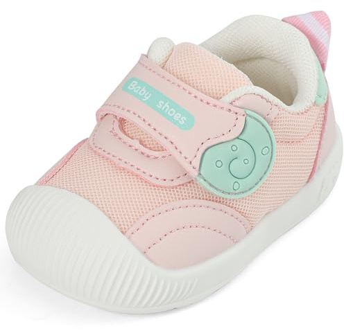 MK MATT KEELY Baby Boys Girls First Walking Shoes Toddlers Breathable Anti-Slip Trainer Sneakers for Infant,Size 4 UK Child,Pink