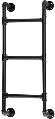 Kellerfenster-Ausstiegsleiter Not-Feuerleiter, Schwarze Schmiedeeisen-Dachbodenleiter Wandmontierte Kletterleiter für Dachboden Wohnheim Etagenbett Wohnmobil Deck, Tragkraft 150 kg(190cm/75in)