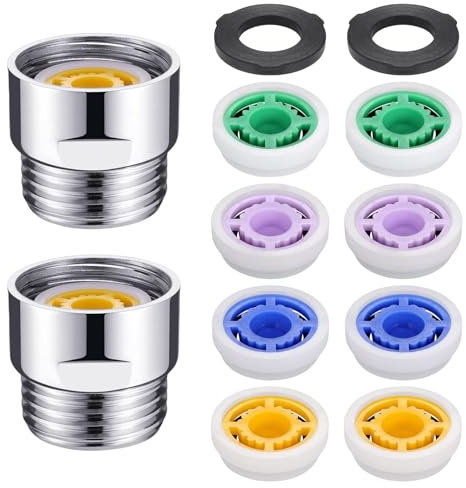 2Psc Shower Flow Restrictor,Valve Pressure Reducer Limiter Set,4/5/6/7L/min with Flow G1/2 Water Saving Adapter,Universal Faucet Aerator Replacement Parts,for Tap Fixed Shower Head and Handheld