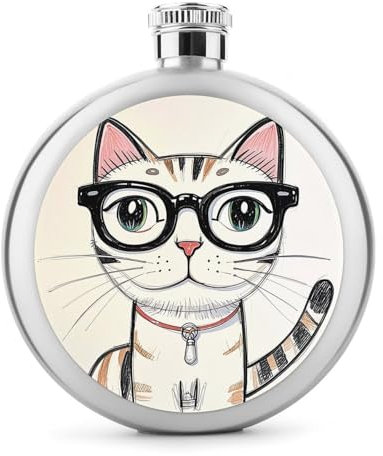5 oz Whisky Flasche Design Hipster Katze Kätzchen Gläser Gedruckt Edelstahl Flaschen Hüftkolben Auslaufsicher Getränk Kantine Getränk Flaschen für Reise Geschenke Hochzeit Bachelorette Party