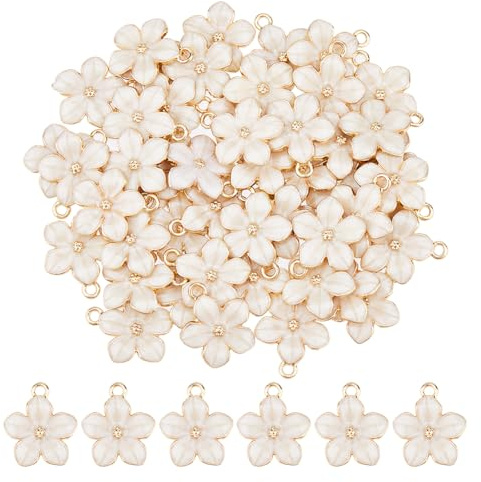 DICOSMETIC 50-150 Stück Emaille Blume Charme Kirschblüten Charme Niedliche Blumenanhänger Bunte Blumenanhänger Für Die Schmuckherstellung Schlüsselanhänger DIY Zubehör