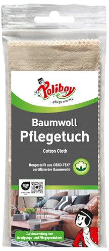 POLIBOY - Panno per la cura dei mobili in cotone, antigraffio, panno per la pulizia per legno, pelle, metallo, beige, 25 x 33 cm, 1 pezzo, made in Germany