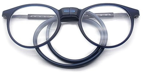 TLTLT Lesebrille, Runde Lesebrille, Magnetbrille for Männer und Frauen mit verstellbaren Bügeln, flexibel, leicht, faltbar, TR90-Kopfband, magnetischer Steg(Blue,2.5 x)