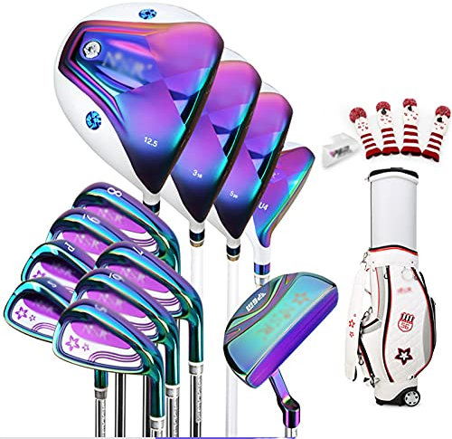 XSDAJSD Ensemble Complet de Clubs de Golf pour Femme, pour droitier, avec Sac et Sac trépied, 12 Clubs