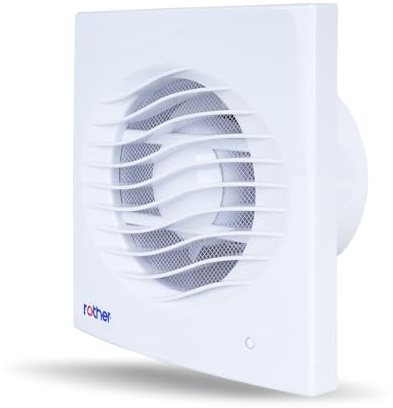 ROTHER Silent Bathroom Extractor Fan – 4 Inch Curved Front, IP44 Rated Ventilation Fan with Timer, Quiet 31dB Wall or Ceiling Mount, 100mm Copper Coil Motor