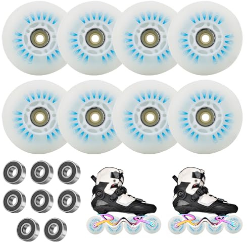 PORFOYO Ruedas para patines en línea, 72 mm, 8 unidades, ruedas con rodamientos, ruedas universales de poliuretano para todo tipo de patines (72 mm)