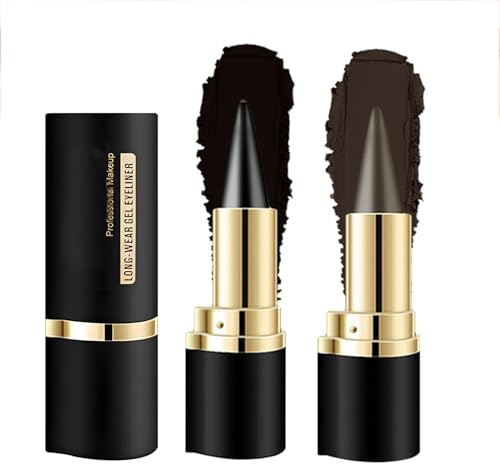 Waterproof Eyeliner Pencil, Smudge Proof Long Lasting Gel Eyeliner Pen, Highly Pigmented Kohl for Women, Perfect for Daily or Party Looks with Unique Design and Stylish (Black & Grey)