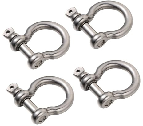 LOLIPPYY 4 pièces Manilles Acier Inoxydable D Shape et Forme Cheval Lot de Manilles Robustes pour et Usage