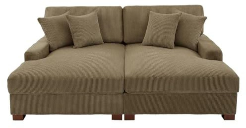 HTI living Couch Cord Sofa Justus Sofa Schlafsofa Lounge Braun