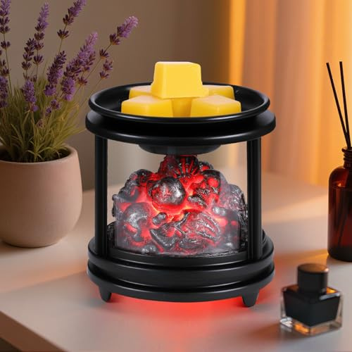 Zankeox Electric Wax Melt Warmer, Metal Glass Wax Melt Burners with RGB Colour Changing, Skull Pattern 3-in-1 Electric Wax Melter Burner Fragrance Warmer for Home Office Bedroom Gifts & Decor