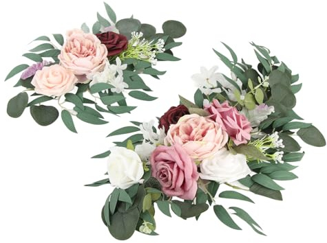 Riuulity Set di Festoni di Fiori Artificiali per Nuziale con Aspetto Realistico per la Decorazione del Ricevimento di Nozze, 2 Pezzi di Festoni Floreali Artificiali per di Fiori di Sfondo di Nozze,