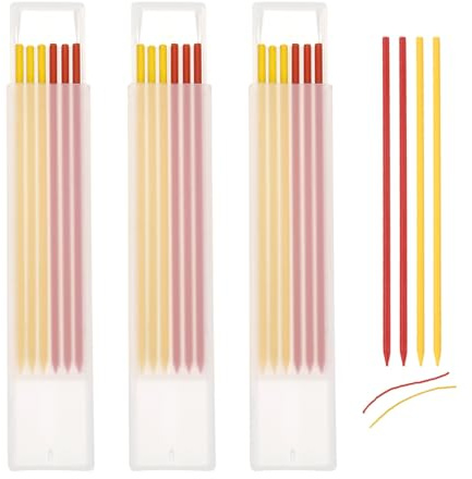 QUARKZMAN 18 Stück Bleistiftminen Tischler Bleistift Ersatzminen 2,8 mm Solide Tieflochmarker Minen Bleistiftminen Konstruktion Bleistift Ersatz für Zimmermannsbleistift（Rot、Gelb）