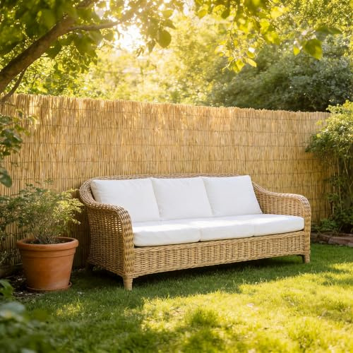 Suusolny Schilfmatte 200x300CM,Lüftung Reedsichtschutz,Wetterfest & Pflegeleicht Gartensichtschutz Mit Kabelbinder für Kleine Gärten & Terrassen Deko