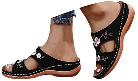 Générique Sandales Et Mules Pour Femmes Orthopédiques Chaussons Été Confortable Chausson Bout Ouvert Compensées Plateforme Pantoufles De Plage Et Claquettes De Piscine