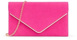 She & Bags Women Faux Suede V Envelope Shape Clutch Bag Evening Handbag With Metal Trim For Wedding Party Prom Night Out