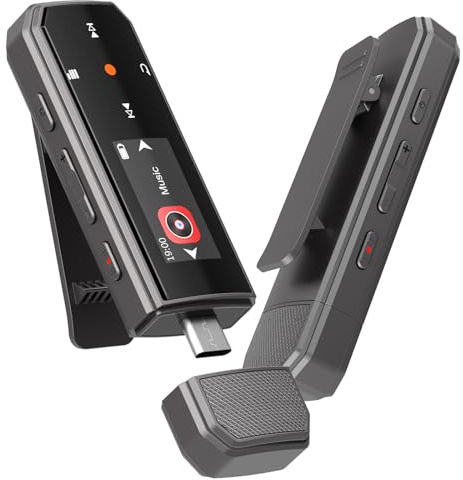 Lecteur MP3 32Go Bluetooth 5.3, Clip Sport, Radio FM & Dictaphone | Type-C、Enregistrement en Un clic、Bouton de volume indépendant 、Supporter Téléphone