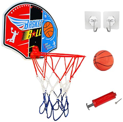 Koolbitz Basketball Hoop Indoor for Kids, 34CM Over Door Basketball Hoop Set with PVC Back Board, Ball and Hanger to Hang Over The Door Outdoor Indoor Activities Fun Game for Boys and Girls 3+ Years