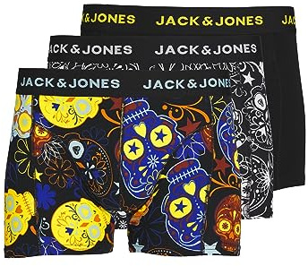 JACK & JONES Hombre Jacjames Trunks 3 Pack Bóxer,Black/Yellow,M